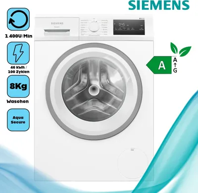 Obrázek produktu pro Siemens WM14N127 Pračka s předním plněním 8 kg prádla 1 400 otáček za minutu Ochrana proti pomačkání prádla
