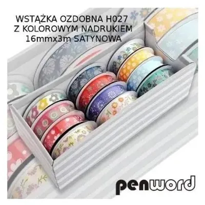 Zdjęcie produktu dla Wstążka ozdobna satynowa nadruk 16mmx3m (12szt) - Penword