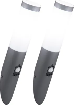 Produktbild von 2er Set LED Wandleuchten, Edelstahl, anthrazit, Sensor, H 41 cm