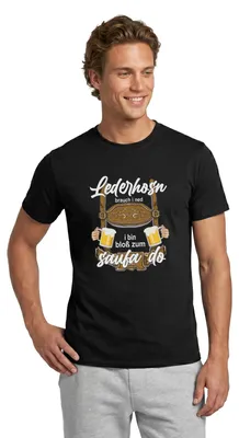 Produktbild von Spreadshirt Bayerische Tracht Lederhosn Party Spruch Männer T-Shirt, 4XL, Schwarz