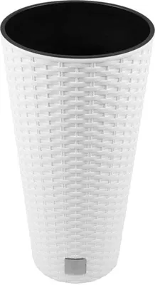 Produktbild von Blumentopf mit einem Einsatz Rato Tubus Weiß 64 Liter Rattan Nachahmung
