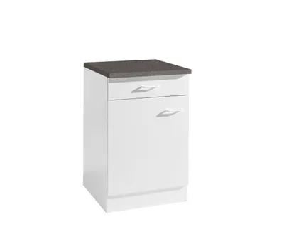 Produktbild von Küchen Unterschrank Start 60 cm breit 60 cm tief in weiß mit 1 Schublade und Arbeitsplatte