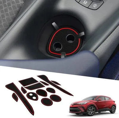 Image de Tapis antidérapants rouges pour console centrale et accoudoir, en caoutchouc