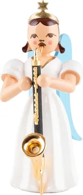Immagine prodotto di Angelo a gonna lunga con clarinetto basso, colorato (6,6 cm) di Blank Kunsthandwerk