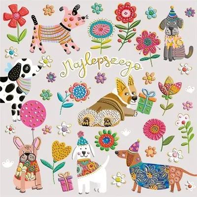 Image de Carte d'abonnement KW Anniversaire - Chiens parmi les fleurs - Henry