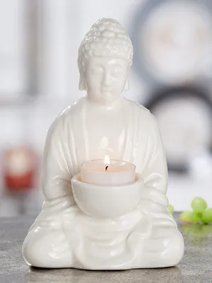 Produktbild von Gilde Porzell Buddha-Teelichthalter VE 6 28761