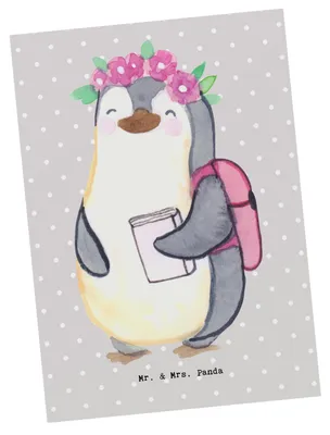 Produktbild von Mr. & Mrs. Panda Postkarte Studentin Herz - Grau Pastell - Geschenk, bildkarte, Postkarten, Ansichtskarte, Ansichtskarten, Motivkarte