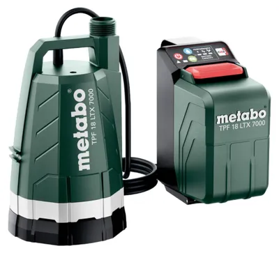 Immagine prodotto di Pompa sommersa a batteria Metabo TPF 18 LTX 7000 18 V 7000 l/h 0,9 bar (601748850) + accessori - senza batteria, senza caricabatterie
