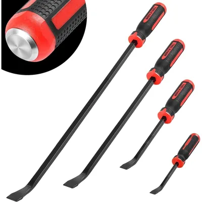 Immagine prodotto di Set di aste telescopiche, 4 pezzi, lunghezza da 20,3 cm a 61 cm, acciaio CRV con cappuccio antiurto, punta angolata, robusto, colore nero e rosso