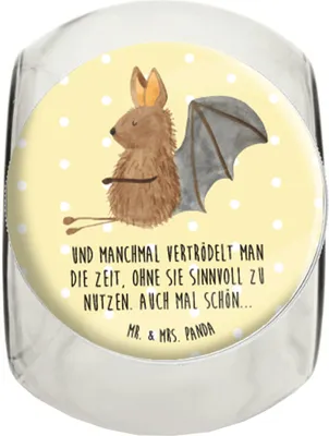 Produktbild von Mr. & Mrs. Panda Bonboniere Fledermaus Sitzen L 870ml - Gelb Pastell - Geschenk, Fledermäuse, Motivation, aufbewahrungsglas, Kaffeedose, Vorratsbehälter, Teedose