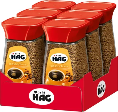 Produktbild von CAFÉ HAG klassisch mild löslicher Kaffee koffeinfrei 6 Gläser 100 g Instantkaffee