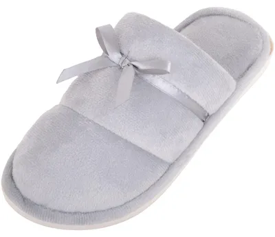 Produktbild von Absolute Footwear Damen Pantoffeln, zum Hineinschlüpfen, Winter, mit gepolsterter Innensohle und Schleife, grau, 39 EU