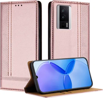Produktbild von Handyhülle für Xiaomi Poco F5 Pro/Redmi K60/K60 Pro Leder Flip Klappbare Schutzhülle mit Standfunktion Pink