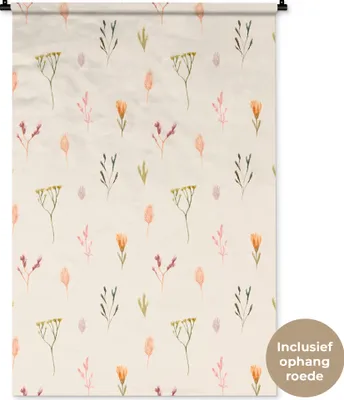 Produktbild von MuchoWow® Wandteppich Wandbehang Vintage - Pflanzen - Pastell 90x135 cm Tapisserie Dekoration Wandtuch - Baumwolle - Wandskulptur