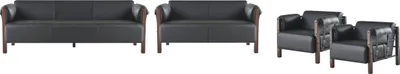 Produktbild von Sitzmöbel 3-Sitzer 2-Sitzer Couch Sofas Ledersofas Set Sessel Schwarz