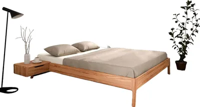 Produktbild von Bett Swig 3 Sonderlänge 120x190 cm Kernbuche massiv ohne Kopfteil mit Holzbeinen
