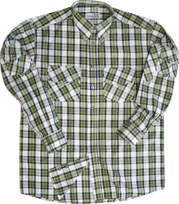 Produktbild von Jagdhemd hemd für jagd Krempelärmel Grün/weiß kariert, Größe:XL