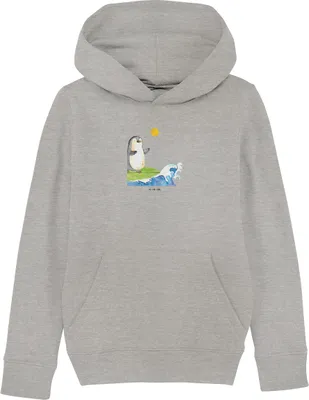 Produktbild von Mr. & Mrs. Panda Kinderpullover Pinguin Surfer 7-8 Jahre (122/128) - Heather Grey - Geschenk, Sweatshirt, Motiviert, Kinderbekleidung, Sweater, Surfen, Urlaub, Portugal