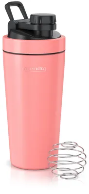 Produktbild von Arendo Proteinshaker Edelstahl 750 ml, Eiweißshaker mit Mixball und Rührvorrichtung, auslaufsicher, Schraubverschluss, BPA-frei, spülmaschinengeeignet, koralle