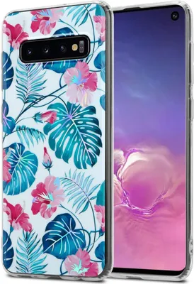 Produktbild von Cadorabo Hülle für Samsung Galaxy S10 4G Schutz Hülle mit Weiß TPU Etui Blumen Flower Cover Case