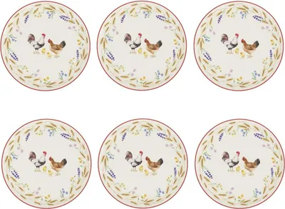 Produktbild von 6er Set Frühstücksteller COUNTRY LIFE Motiv 1 D. 19cm Porzellan Easy Life