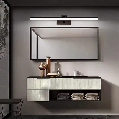 Produktbild von LED Spiegellampe Bad 60cm, 180 Grad Drehung Wandleuchte für bad, 12W Spiegelleuchte Bad, Badlampe Wand Aluminium, weißes Licht 6000K, Schwarz