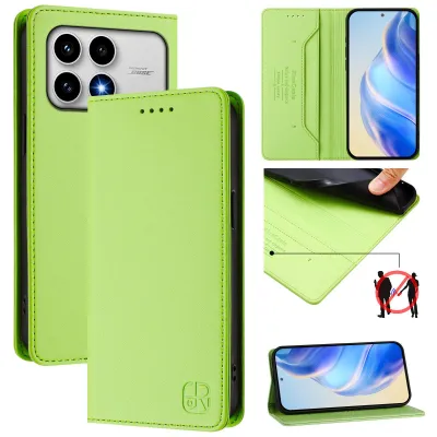 Image de Étui en cuir pour Xiaomi Poco F8 Pro/Redmi K90, type portefeuille rabattable avec compartiments pour cartes, porte-monnaie et support. Couleur : vert
