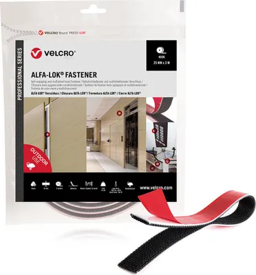 Image de Ruban Crochet Velcro® Alfa-loktm Noir Fixation Ultra-forte Repositionnable - Velcro®