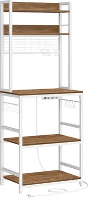 Produktbild von VASAGLE Küchenregal, Standregal mit Steckdosen, Gitterplatte, 14 Haken, 40 x 60 x 170 cm