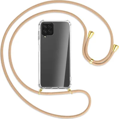 Produktbild von Handykette Backcover-Schutzhülle mit Band (Metall goldfarben) für Samsung Galaxy A22 4G (A225) - beige