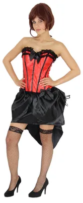 Produktbild von rot schwarzes y Burlesque Kostüm für Damen Kleid mit Kleid zu Fasching und Karneval, Größe:L
