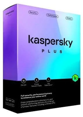 Produktbild von Kaspersky Plus Antivirus-Software für 5 Geräte, 1 Jahr, Box