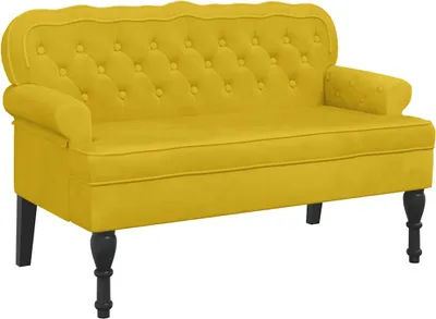 Obrázek produktu pro vidaXL Lavice s opěradlem žlutá 119,5x64,5x75 cm sametová