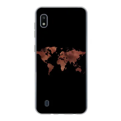 Produktbild von MuchoWow® Handyhülle Schutzhülle Hülle für Samsung Galaxy A10 Weltkarte - Leder - Schwarz Silikon Softcase Handy Hülle - Schutzhülle