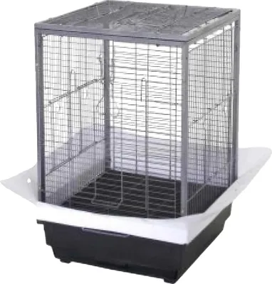 Immagine prodotto di Gabbia per uccelli, metallo, 45 cm x 45 cm x 60 cm, 4 porte, vassoio estraibile, nero