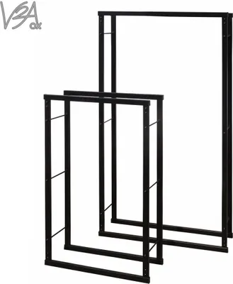 Produktbild von V2Aox Kaminholzständer Metall, Kaminholzregal innen, Holzständer Regal für Aufbewahrung von Kaminholz, Brennholz und Feuerholz, Farbe:Silber, Größe:100 x 100 cm