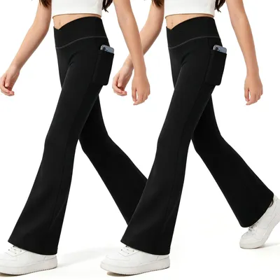 Produktbild von Solidchoice – Leggings mit ausgestelltem Bein für Mädchen, hoher Bund und mit Tasche