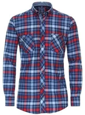 Productafbeelding van REDMOND Langarmshirt, rood/groen geruit, maat 6XL, comfort pasvorm