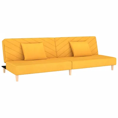 Image de vidaXL Canapé-lit 2 places avec 2 coussins Tissu jaune