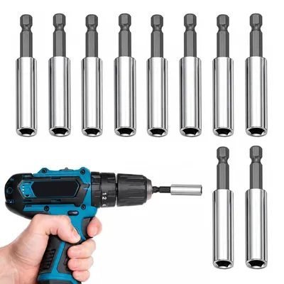 Zdjęcie produktu dla Zestaw 10 przedłużek do wiertarki z magnesem, o długości 60 mm