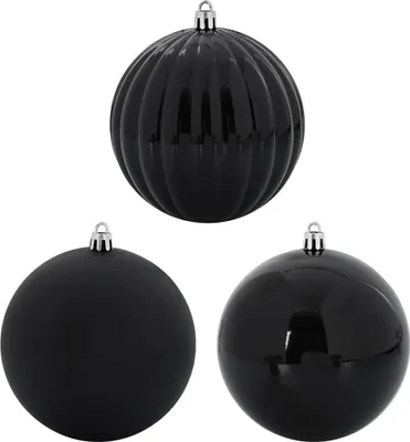 Image de Ensemble de Boules de Noël XL 9 pcs Noir Plastique
