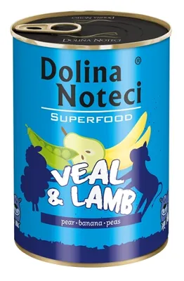 Zdjęcie produktu dla Dolina Noteci Superfood cielęciną i jagnięciną 400g, Dorosły, Każda rasa, Cielęcina, Wołowina, Jagnięcina, 400 g