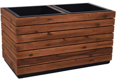 Image de VIVANNO Bac à plantes en bois MAXI, rayures marron acacia - 85x43x41 cm