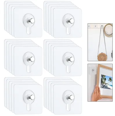 Produktbild von 30 selbstklebende Aufhängehaken, transparente Klebehaken zum Aufhängen von Fotos ohne Bohren, selbstklebende Aufhängehaken für Bilderrahmen, Fotos, Poster und dekorative Gemälde.
