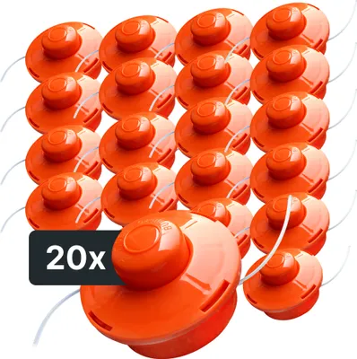Produktbild von NEMAXX® FS1 Tap & Go Fadenkopf Tippautomatik Doppelfaden 20er-Set – Motorsense/Freischneider – M10x1,25 Linksgewinde, Schnittkreis 380 mm – Orange