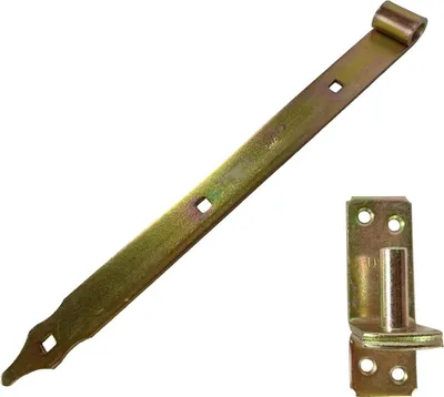 Produktbild von Ladenband gelb verzinkt mit Kloben · 600mm · verschiedene Größen · Torband · Verschluss · Zaunbeschlag