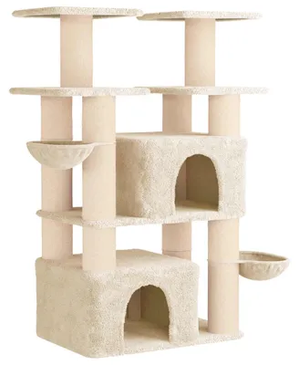 Immagine prodotto di Albero per gatti con due pali in sisal, colore crema, altezza 147 cm