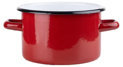Obrázek produktu pro Smaltovaný hrnec 2 l červený univerzální hrnec na polévku indukční 16 cm