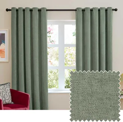 Image de Furn - Rideaux occultants, chenille RV3697 (229 cm x 229 cm) (vert)