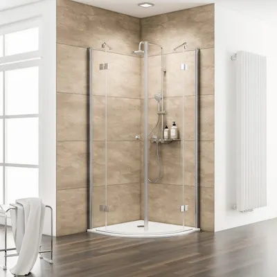 Produktbild von Runddusche 4-teilig Schulte MasterClass R550 80x80 cm Klarglas Profilfarbe chrom Scharnier eckig